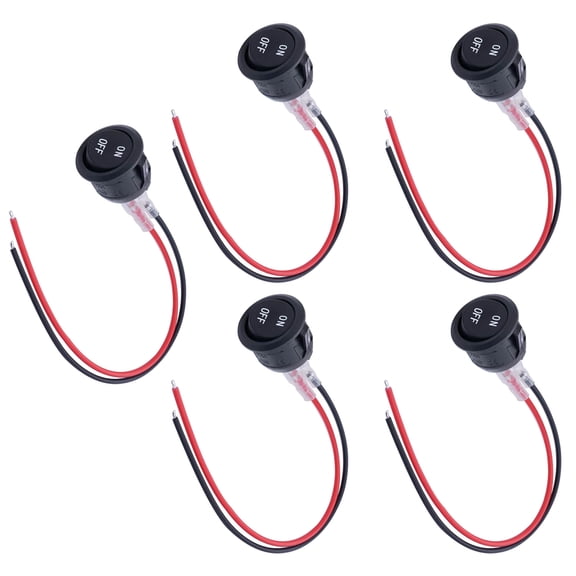 GUYUTING 5PCS Round Rocker Switch 2 Terminal ON OFF SPST Panel Mount for Electronics Project Use