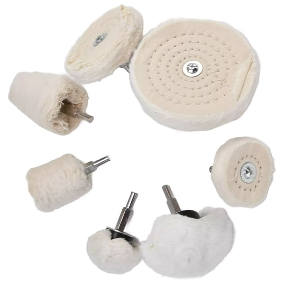 GUYUTING 7 Pcs Cotton Polishing Buffing Wheels Set for Motorcycle Metal Jewelry Wood 6mm Shank Universal Use