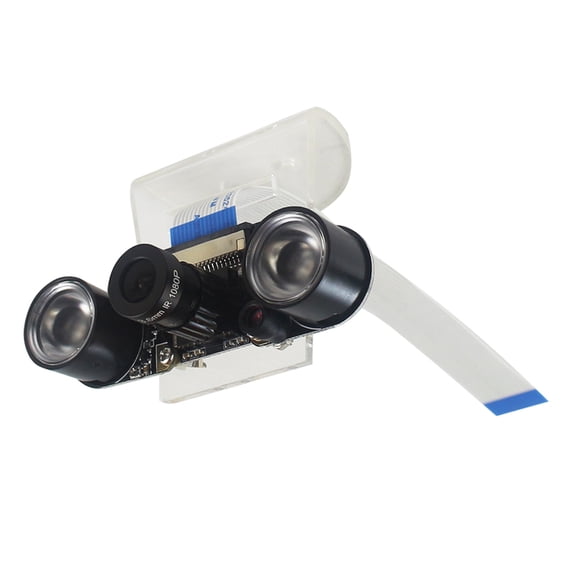 GUYUTING Acrylic Holder with Heatsink Support & 130 Fish Eye Night Vision Camera for Raspberry Pi 4 Model B