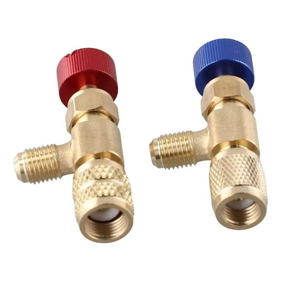 GUYUTING Air Conditioning Safety Valve R410 R22 Brass Material for Refrigeration Maintenance Red & Blue Set