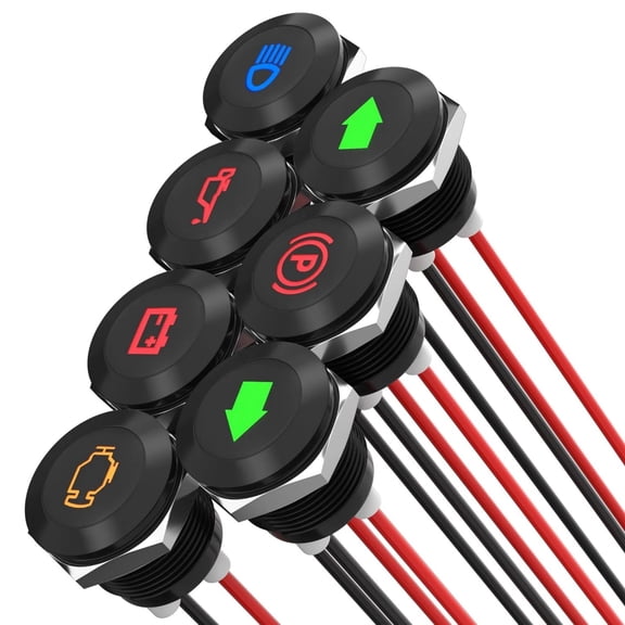 GUYUTING Auto LED Indicator Light Kit, Multi-Color Plastic Black, 1/2" Mount IP67 Waterproof for Tractor RV ATV Boat Dash Panels