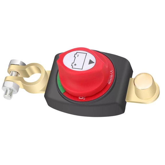 GUYUTING Battery Cut Off Switch 275A 12-48V for Cars Boats RVs Prevent Power Loss Simple Install Top Post Mount Brass Metal ABS Housing