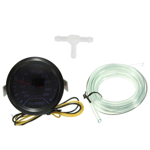 GUYUTING Black Bezel Red Needle Smoke Blu-ray Lens Turbo Boost Gauge 2 Inch for DC 12V Car SUV Truck Vehicle Automotive