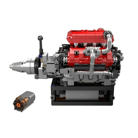 GUYUTING Building Block V8 Engine Model Creative Construction Toy for Adults Teens Puzzle Gift Home Office Decoration