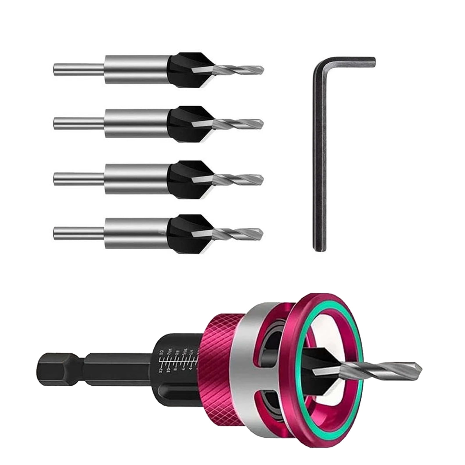 GUYUTING Countersink Drill Bit Set 2.8x8mm 3.2x8mm 3.5x10mm 4x10mm Sizes for Wood Fibreboard Chipboard Drilling Tasks