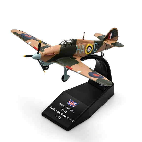 GUYUTING Diecast Alloy Plastic Aircraft Model 1/72 Scale Hawker Hurricane For Shelf Desk Home Office Display Accessories