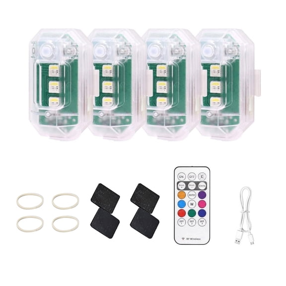 GUYUTING Drone Strobe Lights 4PCS USB-C Rechargeable Remote Control 8 Colors 10 Modes IP65 Waterproof for Holiday Decorations Environmental Lighting