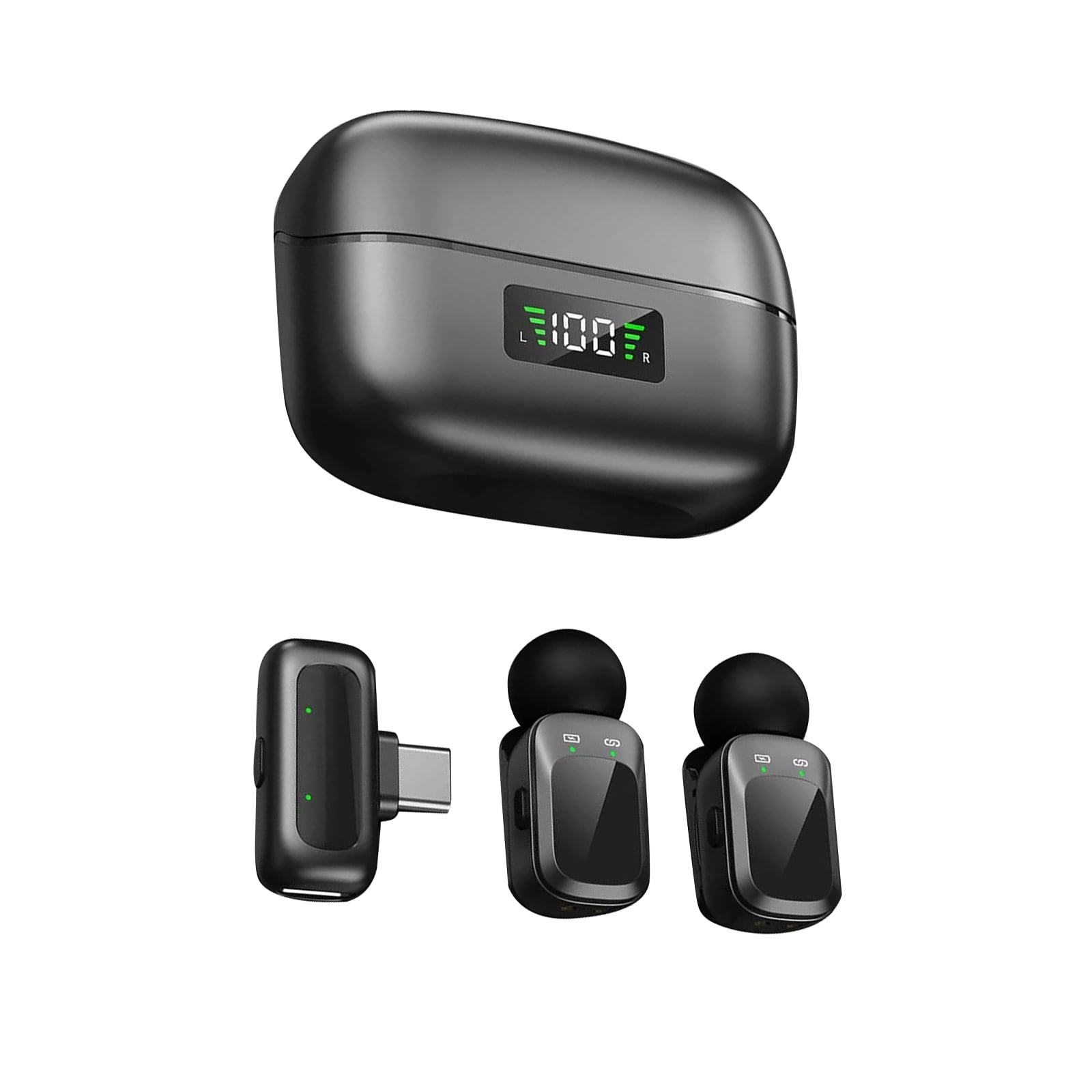 GUYUTING Dual Transmitter Type-C Wireless Microphone 58Db Signal Noise Ratio For Live Stream Vlog Recording Work