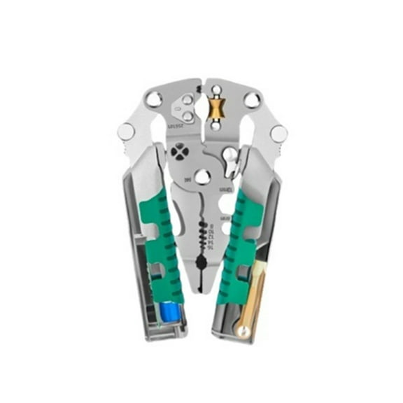 GUYUTING Electrician Wire Stripping Tool with Voltage Tester Stainless Steel for Cutting Dividing Twisting Cable Wrapping Ergonomic Handle