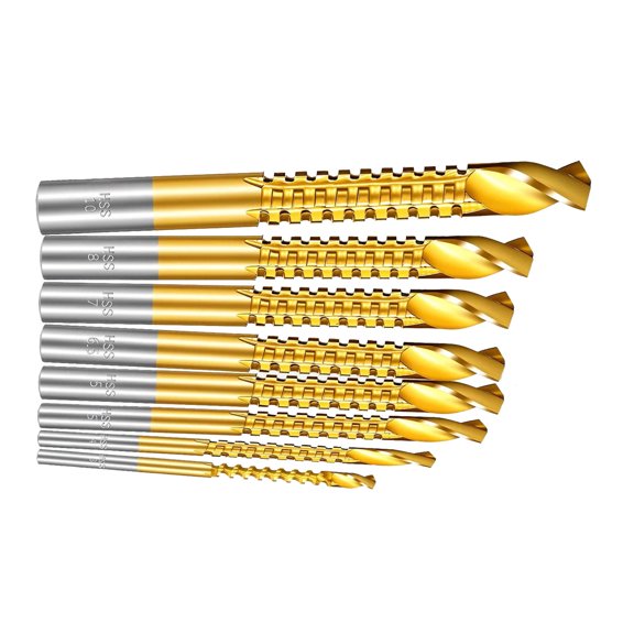 GUYUTING Hex Shank HSS Twist Drill Bits 8Pcs Titanium Coated Wear Resistant Sharp Edge For Metal Wood Plastic Drywall Processing
