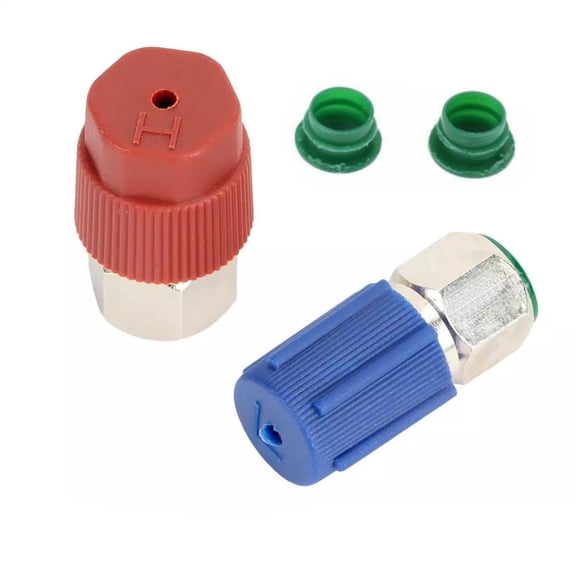 GUYUTING Metal Plastic R12 to R134A Conversion Adapter Set 1/4 SAE for AC Retrofit Red Blue Caps Easy Install