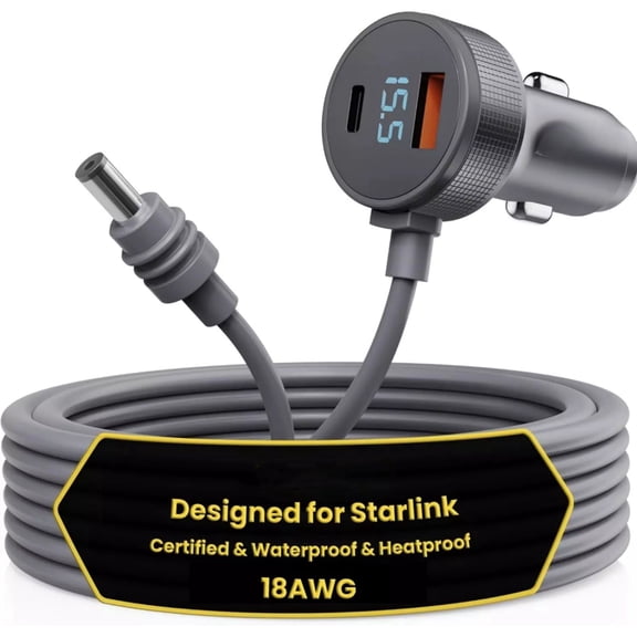 GUYUTING Mini 12 24V Power Cord Cigarette Lighter Adapter 10ft 18AWG for Car Truck Boat RV Outdoor for Starlink