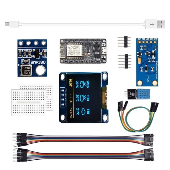 GUYUTING OLED Display Weather Station Kit Global City Data for Remote Location Monitoring