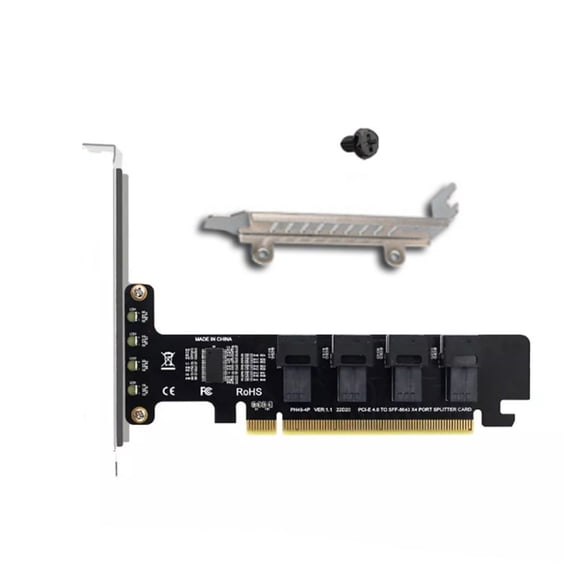 GUYUTING PCIe 4.0 U.2 NVMe Split Card for High Performance Storage Four Ports SFF 8643 for Windows Stable