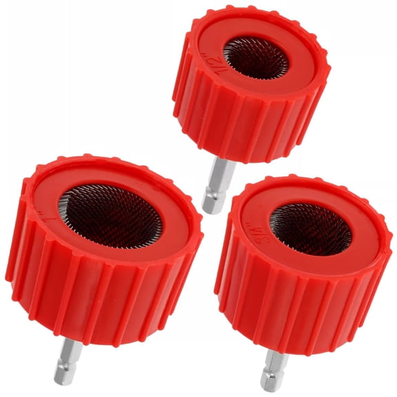 GUYUTING Pipe Cleaner Brush Set for Copper Tubing 3 Pcs 1/2 3/4 1Inch Hex Shank Deburring Welding Cleaning