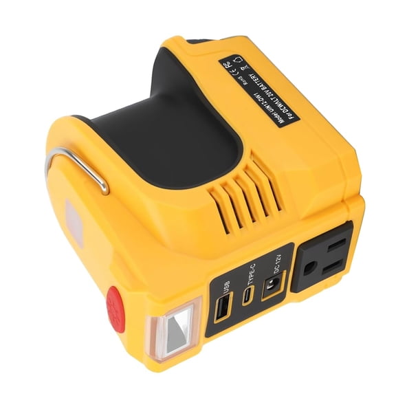 GUYUTING Reliable Wireless Power Inverter for 20V Batteries 220W AC110-120V USB Type-C 12V DC LED Lamp Plastic