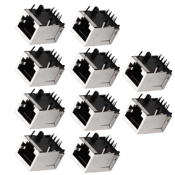 GUYUTING Replacement 10Pcs RJ45 Network Ethernet Female Socket LCP Plastic, Iron Shell, Copper Alloy Terminals for Network Maintenance