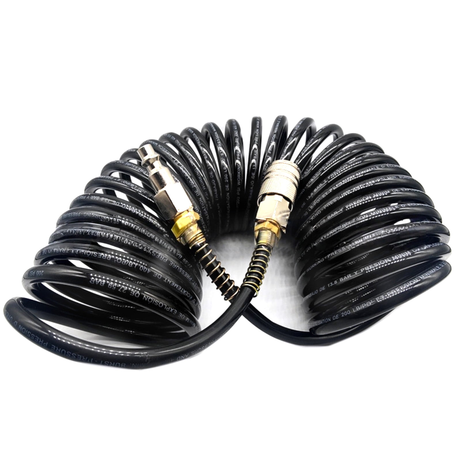GUYUTING Rubber Air Hose 25 FT 1/4 Inch Black for Industrial Applications Weather Oil Abrasion Resistant Quick Coupler Fittings NPT