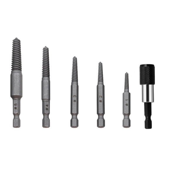 GUYUTING Steel Screw Extractor Set for Headless Stripped Broken Screws 6 Pcs with Bit Holder Car Repair Woodworking Craft