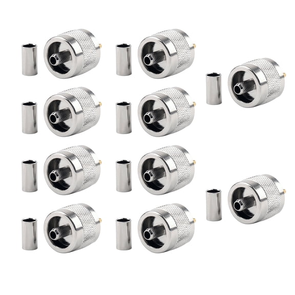 GUYUTING UHF Male PL259 Plug Connector 10Pcs for Low Loss RF Cable RG58 RG142 LMR195 RG400 Brass Nickel Plated Gold Plated