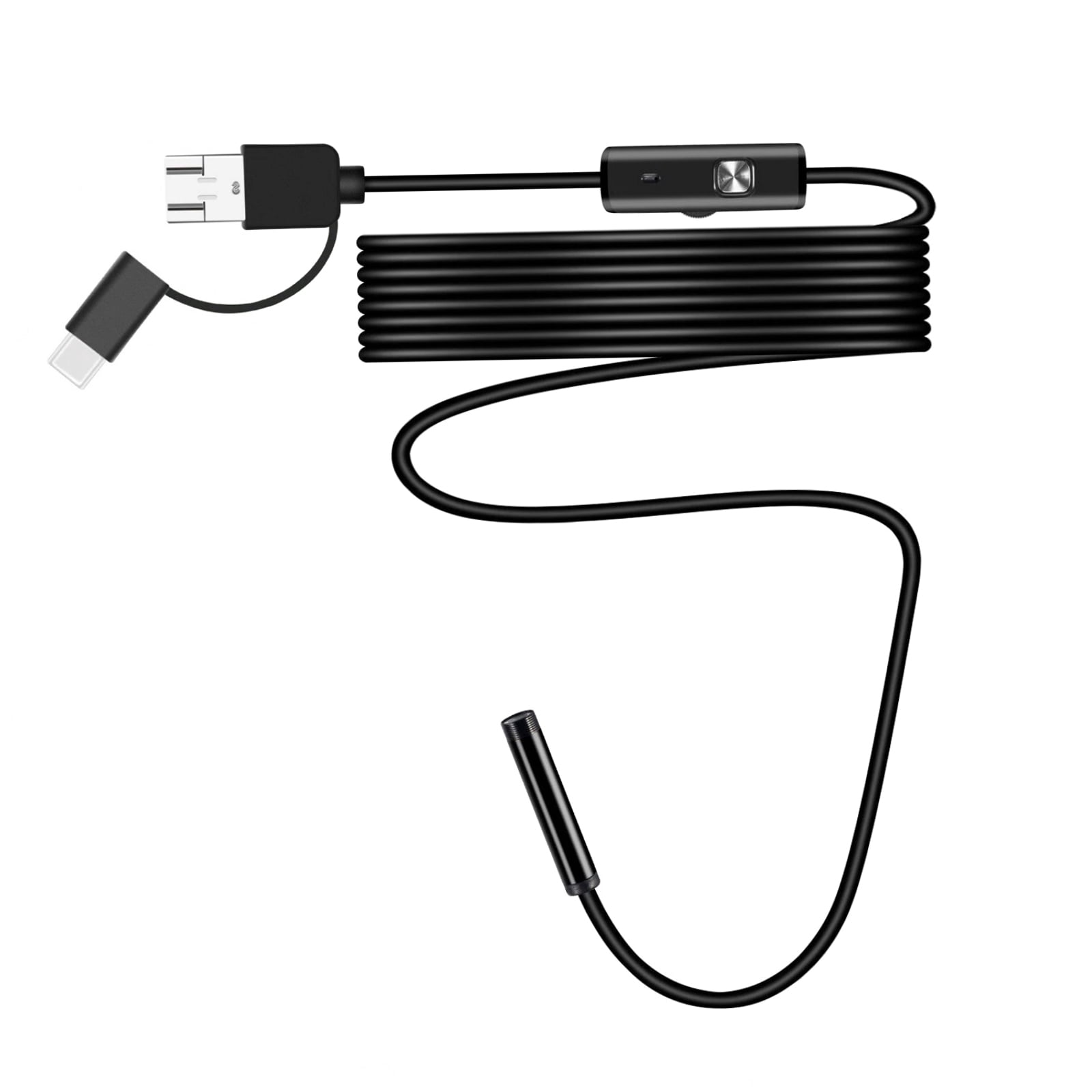 GUYUTING USB Micro USB Type-C Endoscope For Android Phones Pipe Inspection 7mm Camera IP67 Waterproof 2m Semi Rigid Cable 6 LEDs