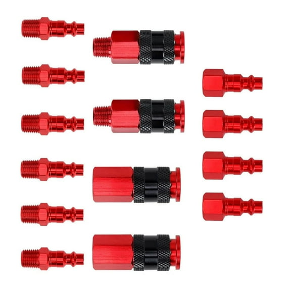 GUYUTING Universal Air Coupler and Plug Set 14 Pieces 1/4 NPT Aluminum Fittings I/M ARO T-Type for Air Tools