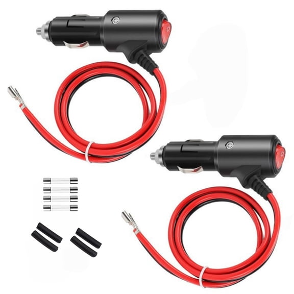 GUYUTING Versatile Cigarette Lighter Cord with Switch and Heat Shrink Tubing 3.3FT Black Red for Cars Trucks Motorcycles Trailers DIY Connections