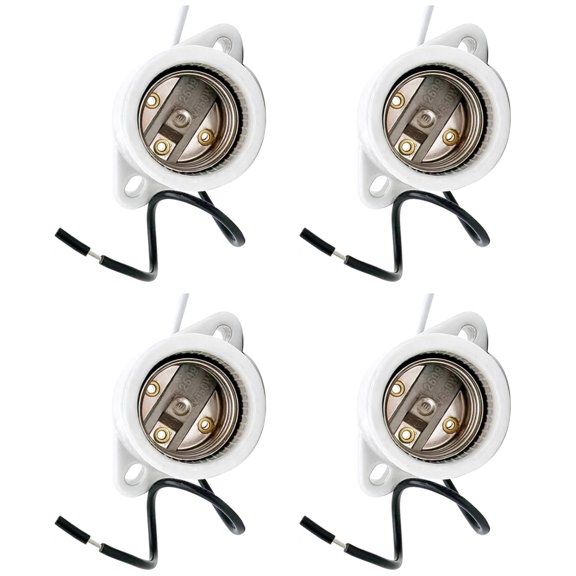 GUYUTING White Light Socket With Pre Drilled Flange 18AWG Wire 660W 660V For LED Halogen CFL Incandescent Bulb Application