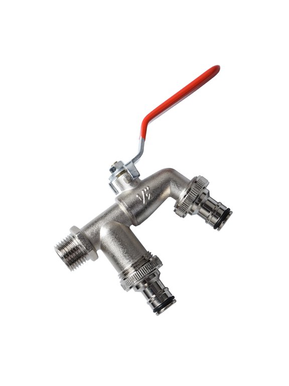 Zinc Alloy Garden Tap 2 Independent Control Valves Universal Thread Design For Pressure Washer Hose Connection