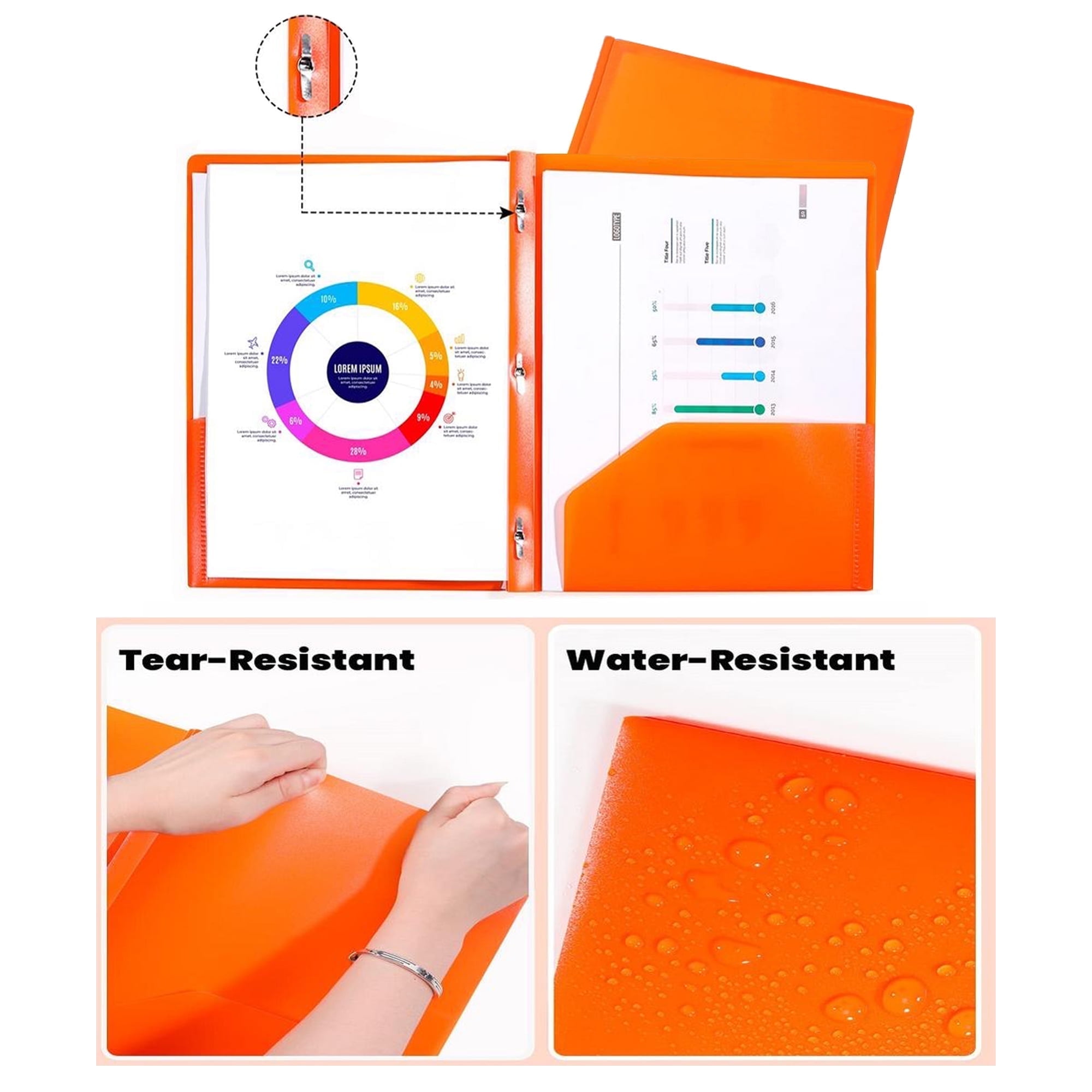 GUZEIR Dunwell Colored Plastic Folder with Pockets and Prongs (2 Pcs