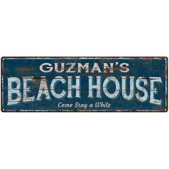 GUZMAN'S Beach House Blue Rustic Cabin Home Decor 8x24 Metal 108240026230