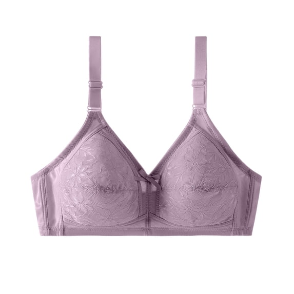 GUZOM Comfortable Women's Plus Size Wireless Bra - Size 38 Pink, Lace Design, Everyday Wear with Adjustable Straps, Stretchy Breathable Fabric