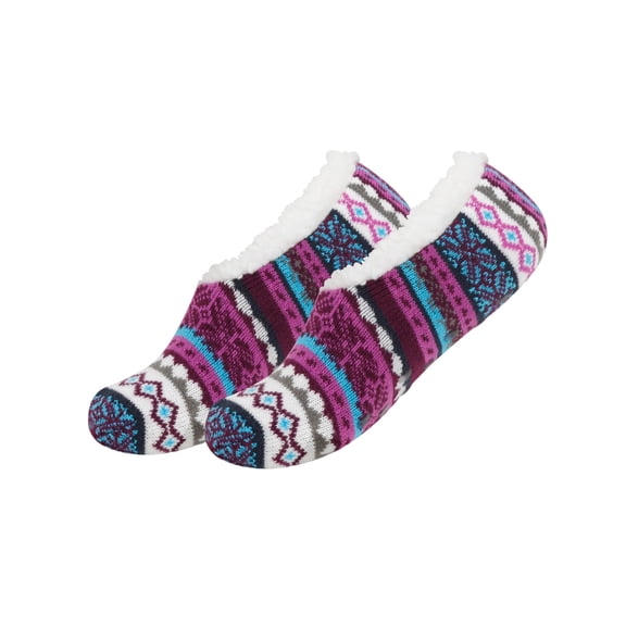 GUZOM Cozy Warm Unisex Purple Socks for Adults - Fuzzy Ankle Lining, Seamless Toe, Nylon Spandex, One Size Fits Most, 1 Pair for Indoor Lounge Sleep,Size Free Size