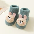 thumbnail image 1 of GUZOM Kids Socks for Girls 0-24 Months, Green Non-Slip Cotton Socks with 3D Bunny, Bootie-Style Warm Terry Cuff, Skin-Friendly Breathable for Crawling/Walking,Size S, 1 of 3