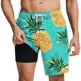 thumbnail image 1 of GUZOM Mens 2-in-1 Compression Liner Swim Trunks Quick Dry Pineapple Print Tropical Green Board Shorts with Pockets,Size L, 1 of 9