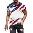thumbnail image 1 of GUZOM Mens 4th of July T-Shirt Dark Blue American Flag Distressed Graphic Tee Patriotic Stretch Slim Fit Crew Neck M-XXXXL,Size XL, 1 of 5