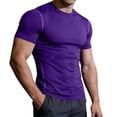 thumbnail image 1 of GUZOM Mens Athletic Compression Shirt Quick Dry Moisture Wicking Base Layer Gym Workout Training Top Slim Fit Purple S-XXXL,Size L, 1 of 9