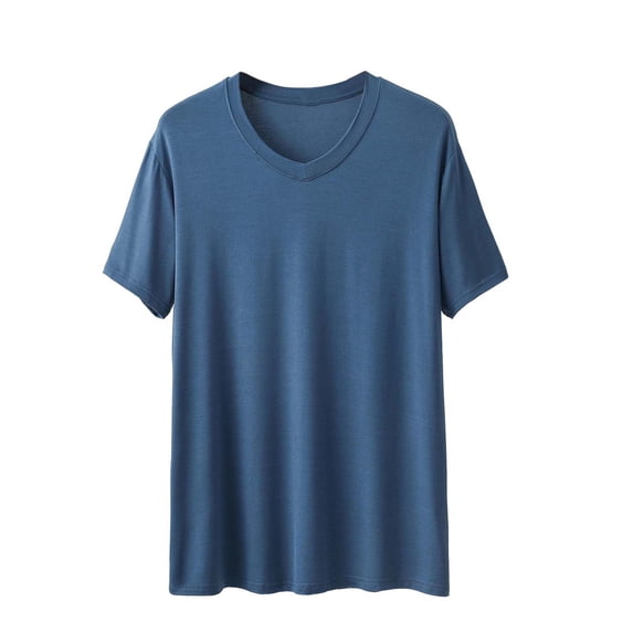 GUZOM Mens Big and Tall V-Neck T-Shirt Dark Blue Soft Cotton Modal Blend Moisture Wicking Breathable Regular Fit Tee,Size XL