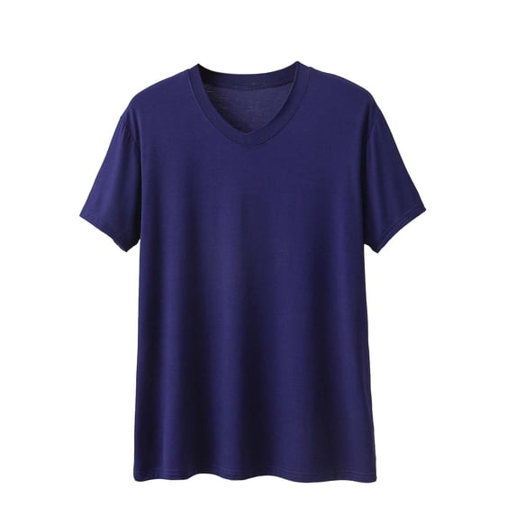 GUZOM Mens Big and Tall V-Neck T-Shirt Navy Soft Cotton Modal Blend Moisture Wicking Breathable Regular Fit Tee L-XXXXXL,Size XL