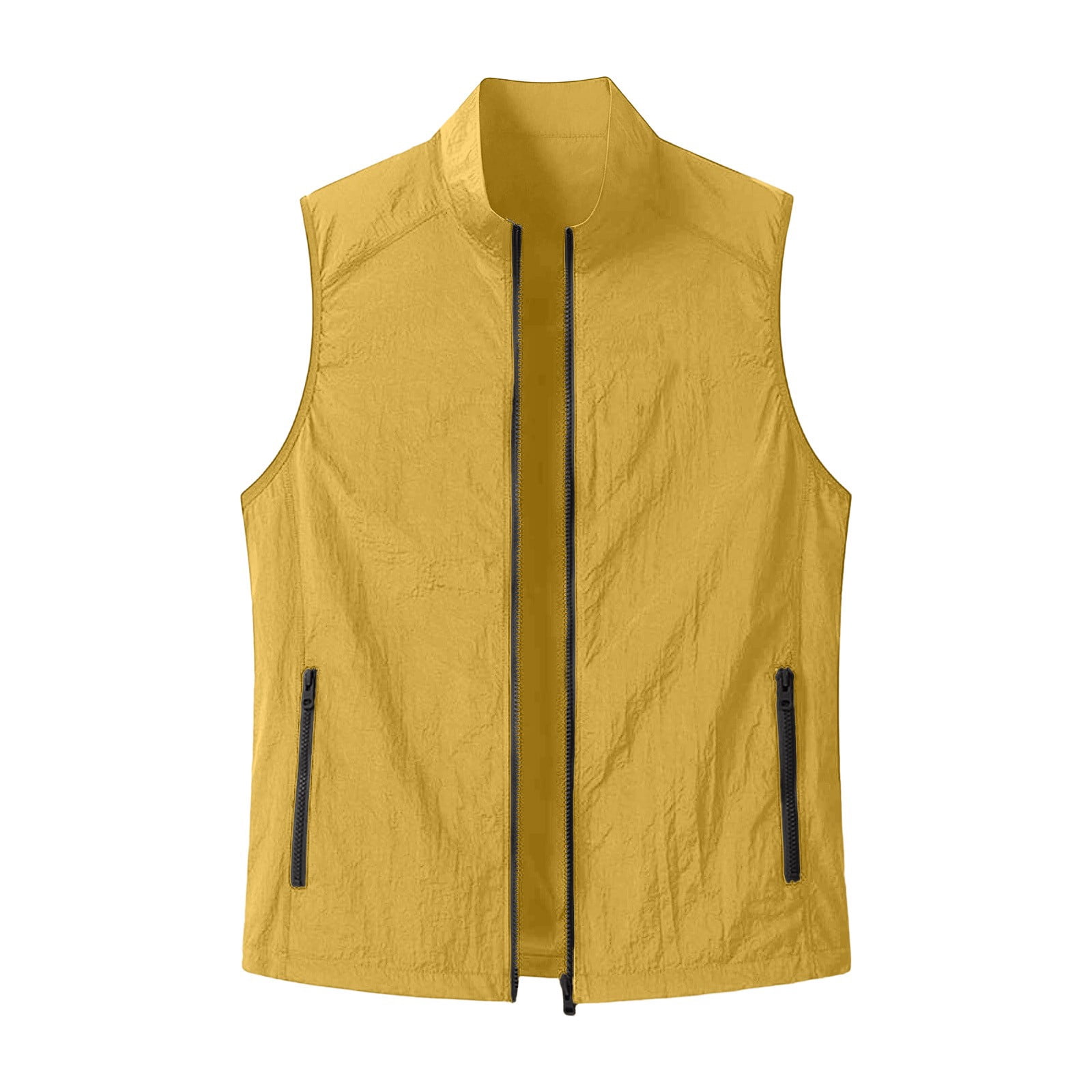 GUZOM Mens Breathable UPF 50+ Sun Protection Vest Sleeveless Lightweight UV Blocking Quick Dry Fishing Hiking Running Outdoor Yellow,Size XL