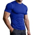 thumbnail image 1 of GUZOM Mens Compression Shirt Quick Dry Athletic Base Layer Moisture Wicking Gym Workout Top Slim Fit Blue S-XXXL,Size L, 1 of 9