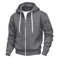 thumbnail image 1 of GUZOM Mens Dark Gray Hooded Jacket - Full Zip,Lightweight Fleece Lined with Pockets,Size XL, 1 of 1