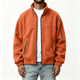 thumbnail image 1 of GUZOM Mens Fleece Jacket with Zipper Pockets,Full Zip Loose Fit Stand Collar,Orange,Size 3XL, 1 of 8