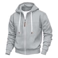 thumbnail image 1 of GUZOM Mens Gray Zip Up Hoodie Lightweight Fleece Lined Full Zip Casual Jacket with Pockets,Size 3XL, 1 of 6