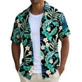 thumbnail image 1 of GUZOM Mens Hawaiian Shirt Short Sleeve Aloha Tropical Floral Button Down Camp Collar Polyester Multicolor,Size L, 1 of 5
