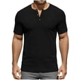 thumbnail image 1 of GUZOM Mens Henley Shirt Short Sleeve Slim Fit Stretch Polyester Spandex Tee, Moisture Wicking Casual & Workout Top for Men, Black,Size M, 1 of 6