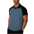 thumbnail image 1 of GUZOM Mens Light Blue Performance Polo Shirt, Raglan Sleeve Stretch Fit & Moisture Wicking, Wrinkle-Free Casual Work Polo,Size 2XL, 1 of 5