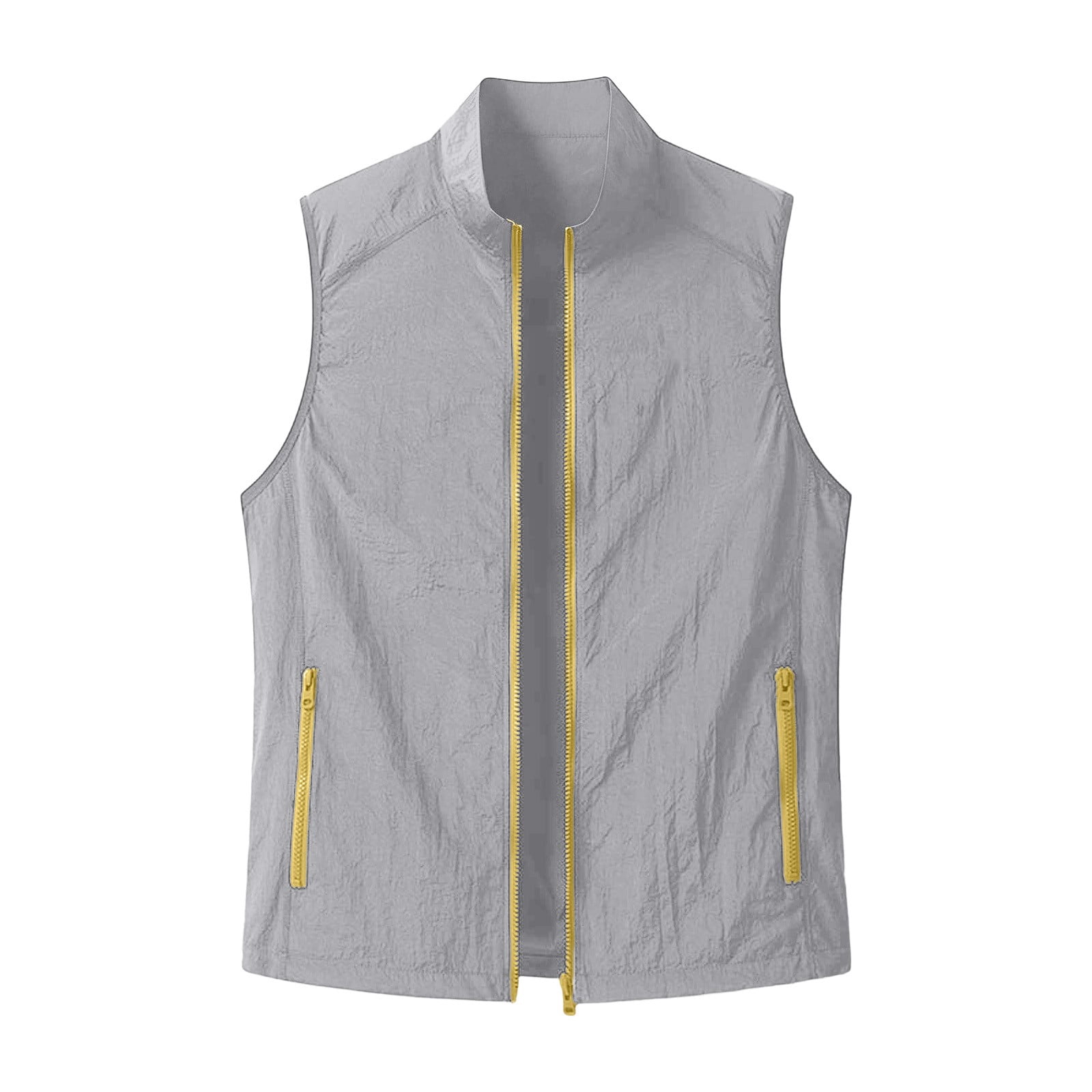GUZOM Mens Lightweight Sun Protection Vest Sleeveless UPF 50+ Quick Dry Breathable UV Blocking Shirt for Fishing Running Hiking Gray,Size XL