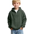 thumbnail image 1 of GUZOM Kids Boys Long Sleeve Waffle Knit Half Zip Pullover Hoodie Sweatshirt with Pocket Army Green,Size 13 T, 1 of 7