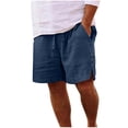thumbnail image 1 of GUZOM Mens Navy Shorts Linen-Style, Lightweight Quick-Dry Elastic Waist with Drawstring, Relaxed Fit Casual Summer Shorts for Travel & Lounge,Size XL, 1 of 7